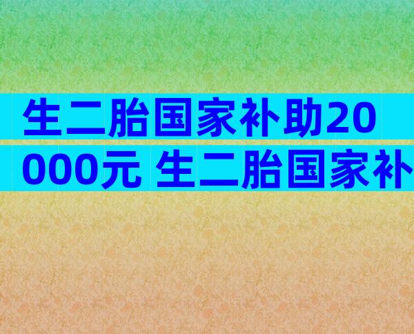 生二胎国家补助20000元 生二胎国家补助标准